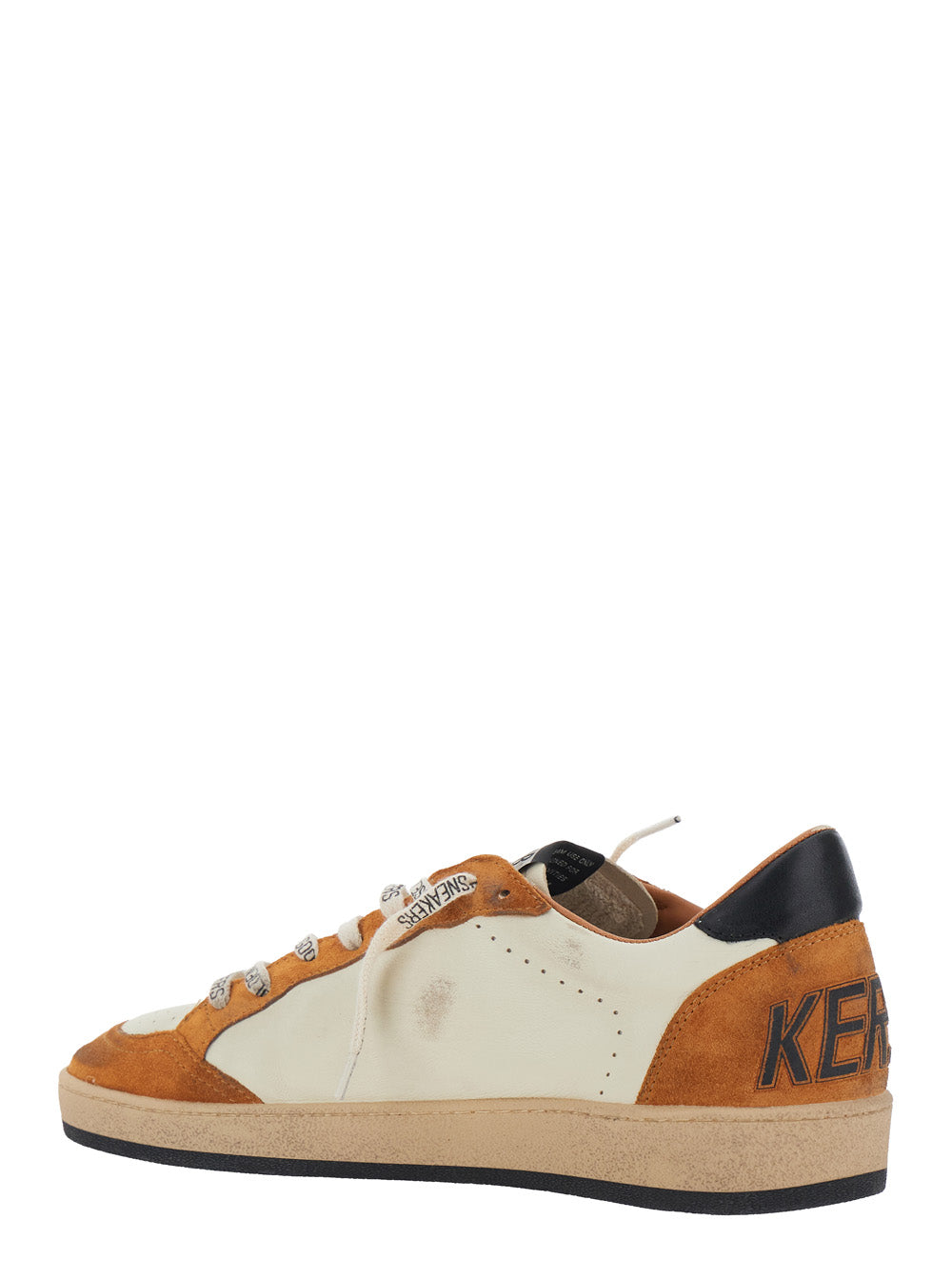 Golden Goose Men 'Ballstar' Orange Low Top Sneakers With Star Patch On The Side And Contrasting Heel With Logo Lettering In Suede For Men GOLDEN GOOSE