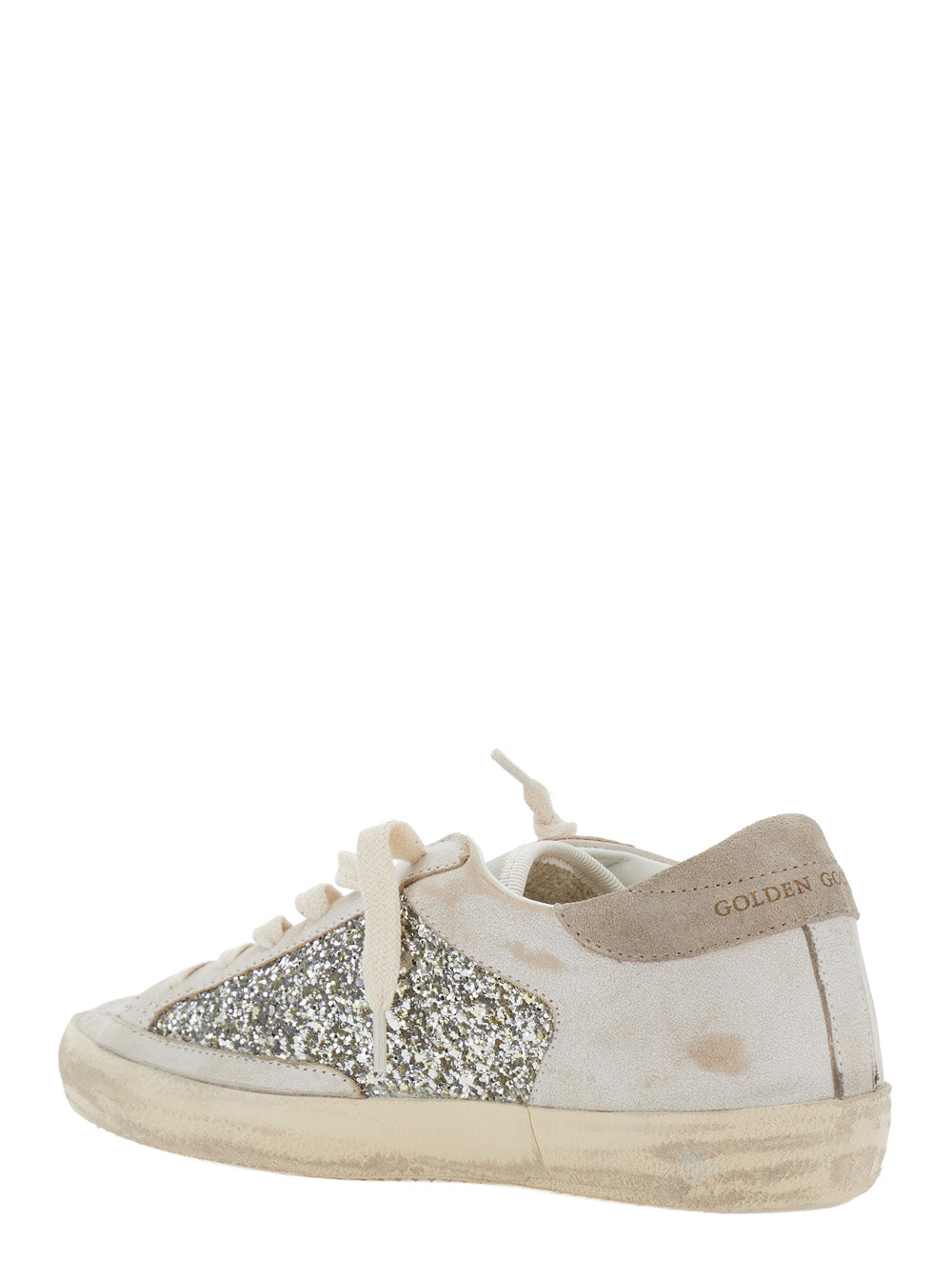 Golden Goose Women 'Superstar' Beige Low Top Sneakers With Glitter Details On The Side And Logo Lettering On The Heel In Suede For Women GOLDEN GOOSE
