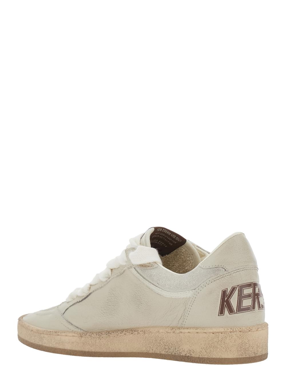 Golden Goose Women Ballstar Shoes With Nappa And Glitter Upper, Nappa Insole, Suede Star, Beige Color, Unisex GOLDEN GOOSE