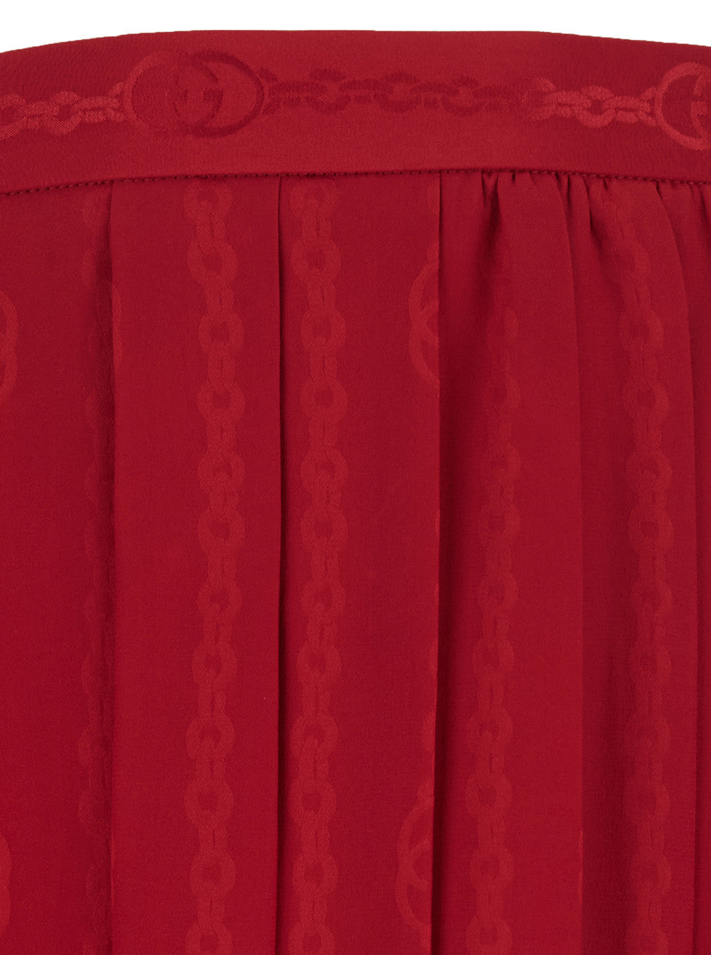 Gucci Women Red Pleated Skirt With Chain Gg Motif In Silk For Women GUCCI