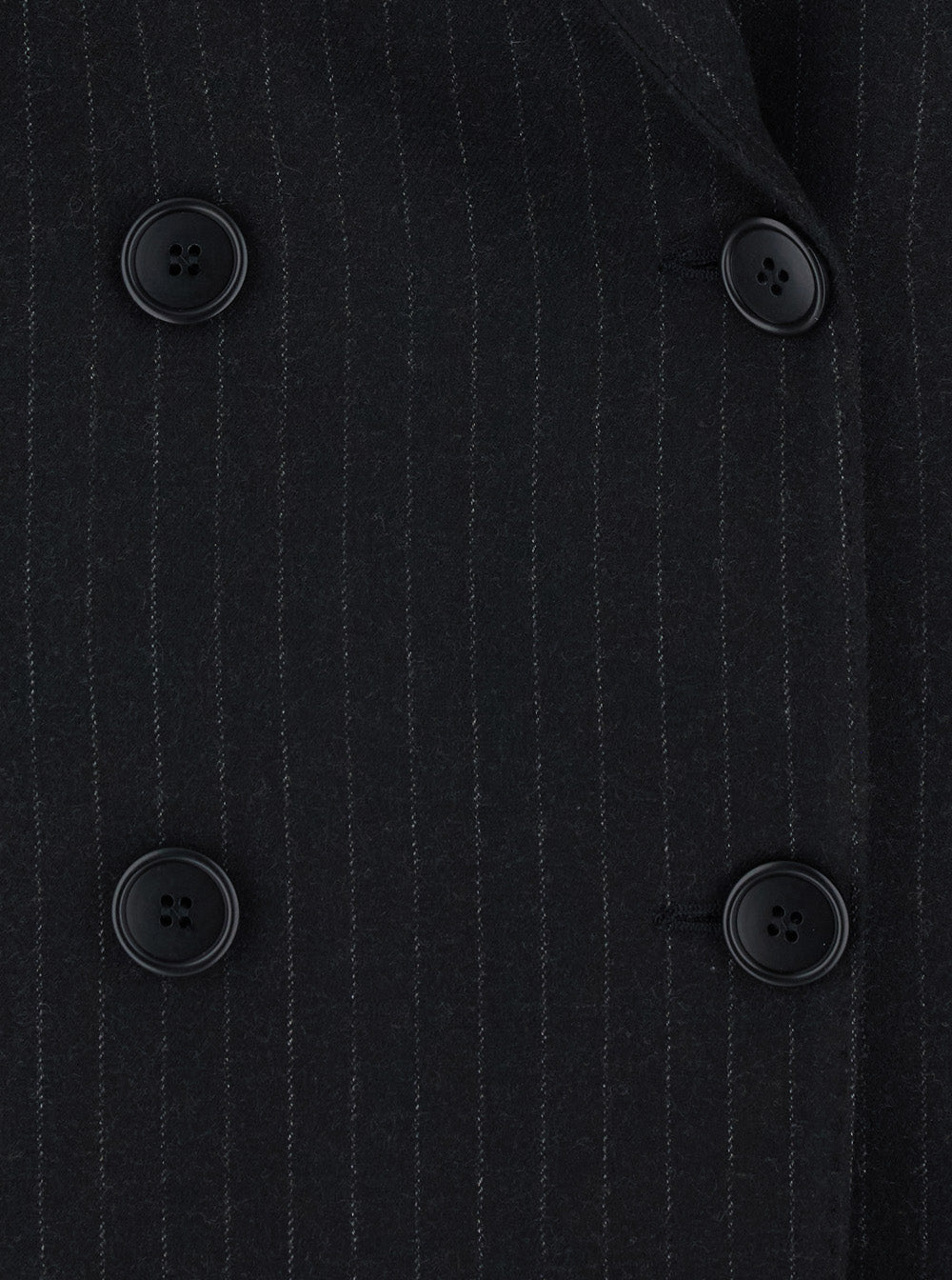 Leplain Women Black Double-Breasted Jacket With Peak Revers And Pinstripe Motif All-Over In Fabric For Women LEPLAIN
