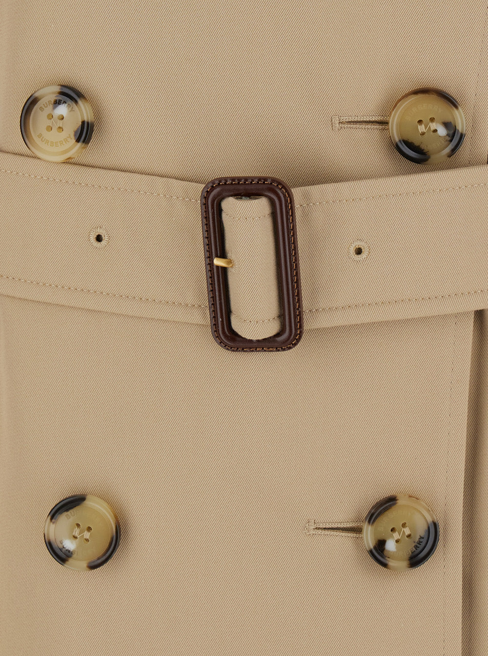 Burberry Women 'Kensington' Beige Double-Breasted Short Trench Coat With Waist Belt In Cotton For Women BURBERRY