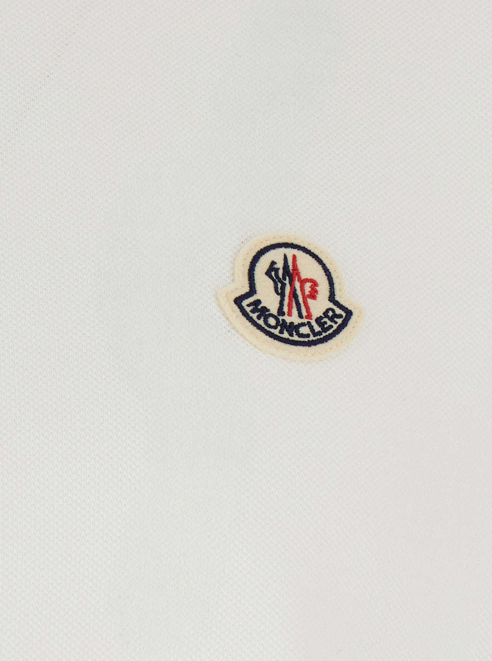 Moncler Men White Polo Shirt With Logo Patch On The Front In Cotton For Men MONCLER