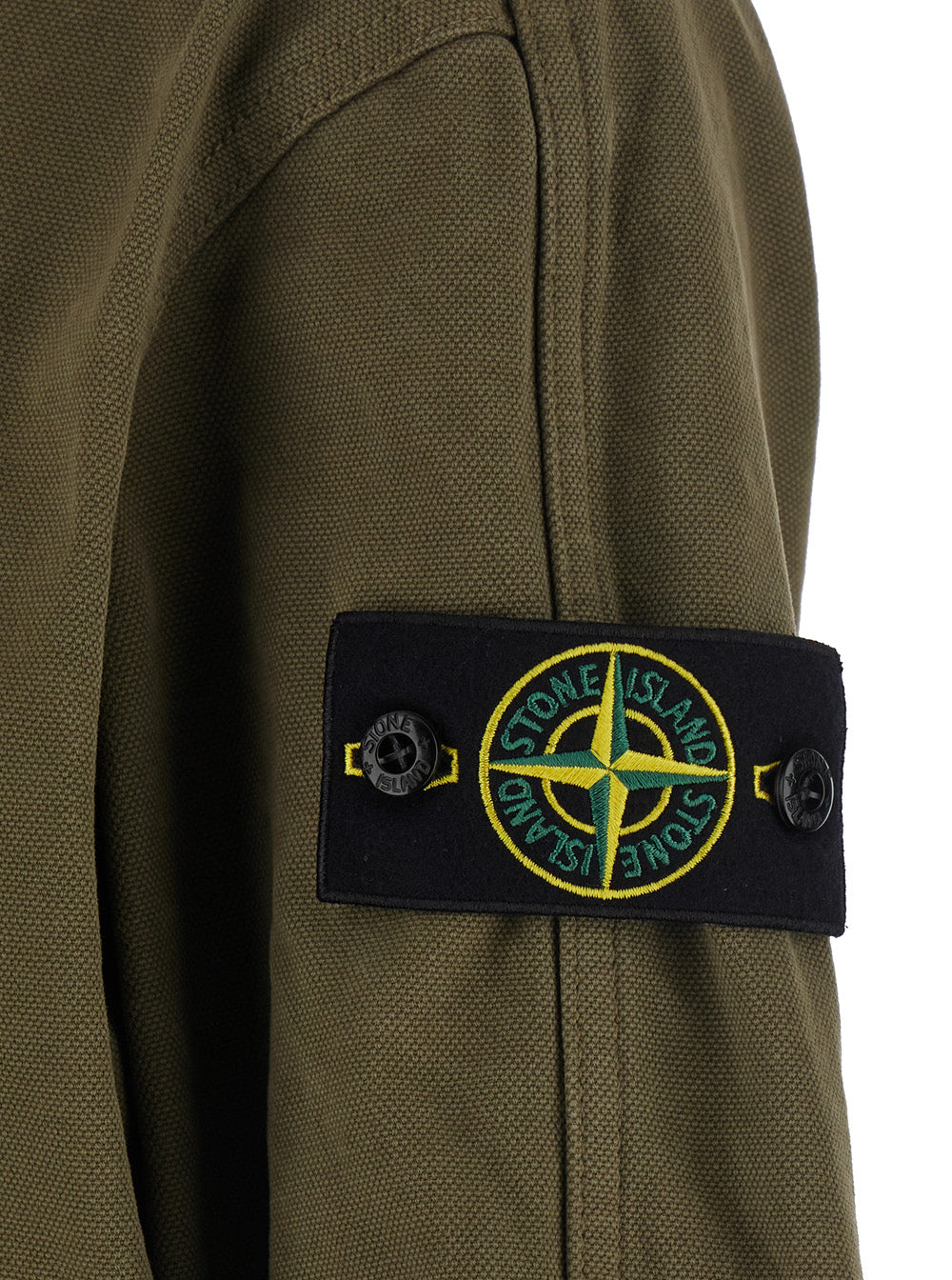 Stone Island Men 'Panama' Green Jacket With Fixed Hood And Logo Patch On The Sleeve In Cotton For Men STONE ISLAND