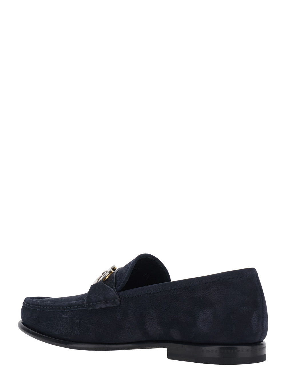 Ferragamo Men 'Avril' Blue Loafers With Gancini Plaque On The Front In Leather For Men FERRAGAMO