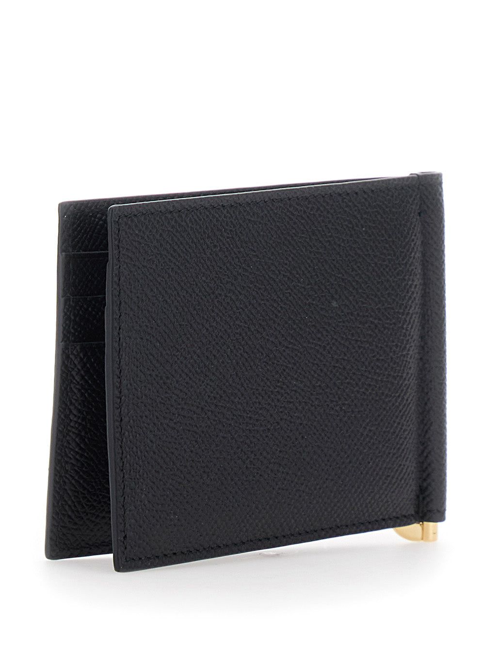 Ferragamo Men Micro Gancio Portafogli Con Money Clip Black Gold FERRAGAMO