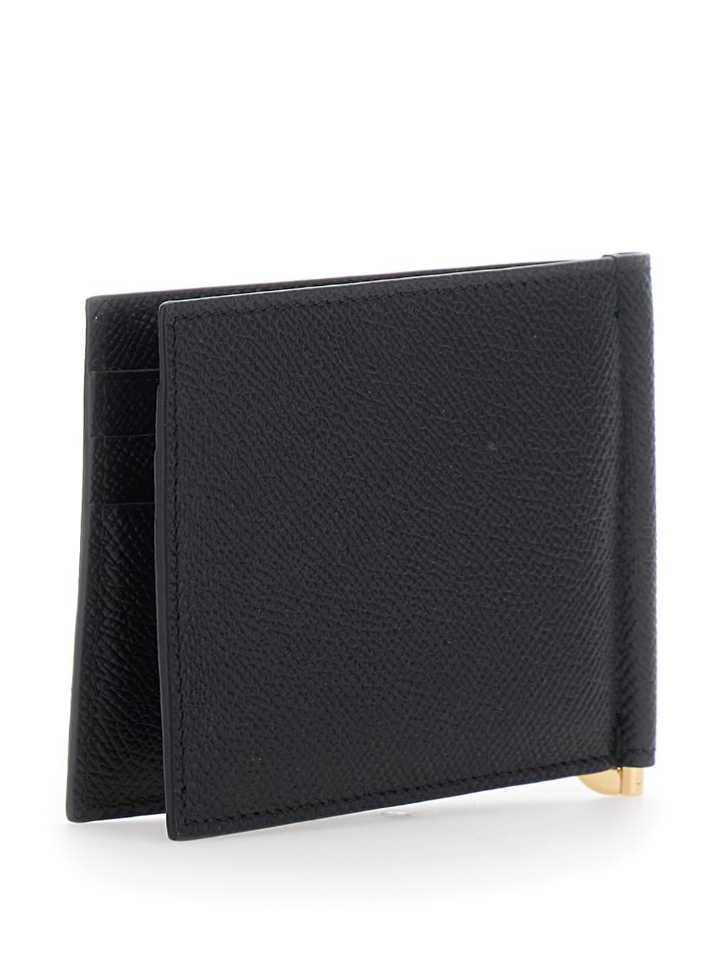 Ferragamo Men Micro Gancio Portafogli Con Money Clip Black Gold FERRAGAMO