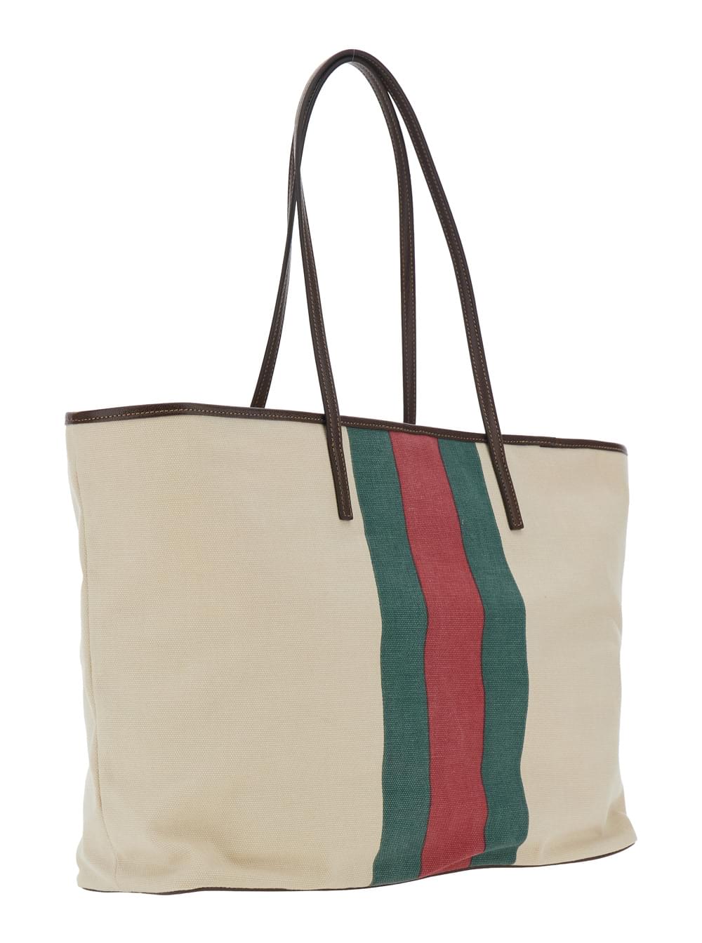 Gucci Women Gucci Summer Large Hbg Canvas Washed Web 120/Joyfull GUCCI