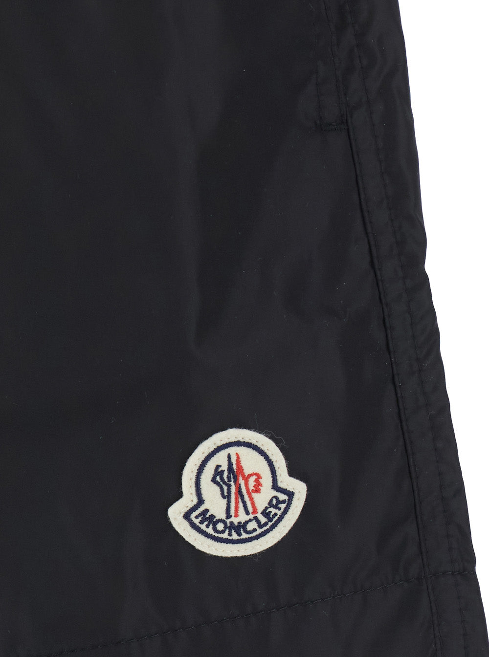 Moncler Men Black Swim Shorts With Elasticated Waist And Logo Patch On The Front In Tech Fabric For Men MONCLER
