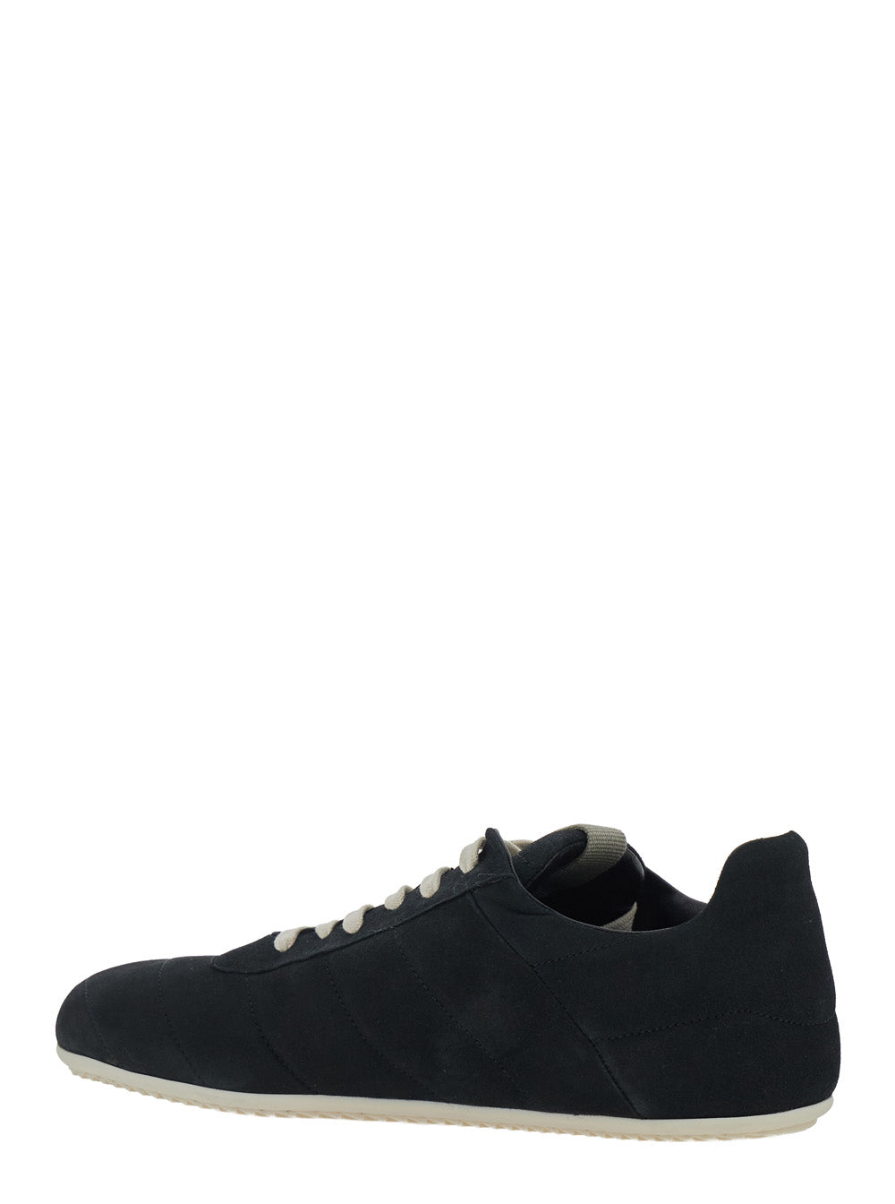Rick Owens Men Black Low Top Sneakers With Round Toe And Front Lace Closure In Suede For Men RICK OWENS