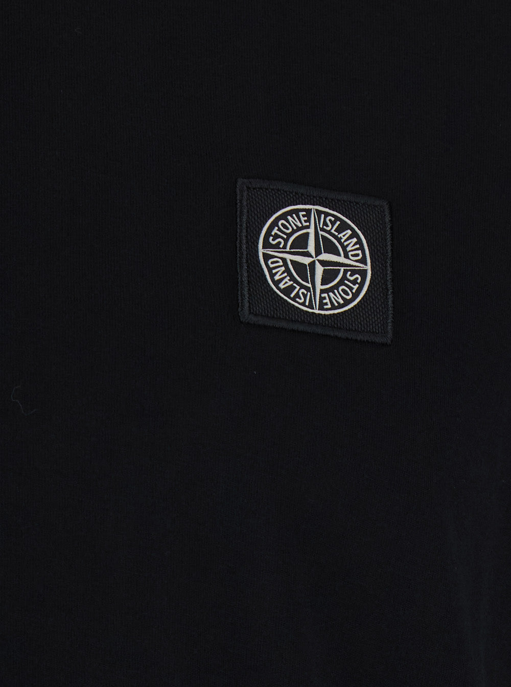 Stone Island Men Black Crew Neck T-Shirt With Logo Patch On The Front In Cotton For Men STONE ISLAND