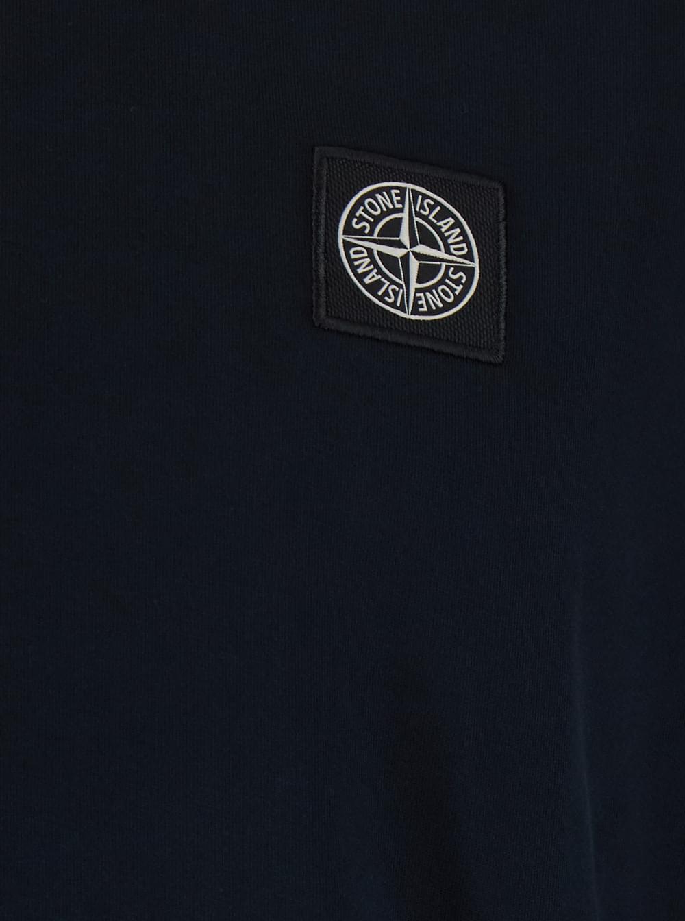 Stone Island Men Blue Crew Neck T-Shirt With Logo Patch On The Front In Cotton For Men STONE ISLAND