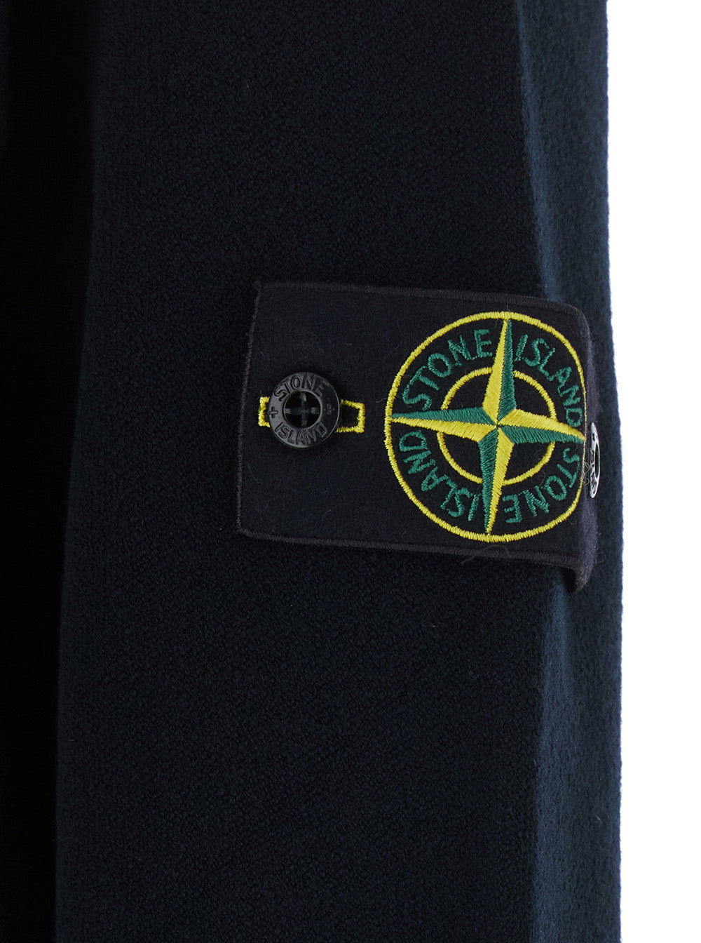 Stone Island Men Black Crew Neck Sweater With Logo Patch On The Sleeve In Wool Blend Men STONE ISLAND