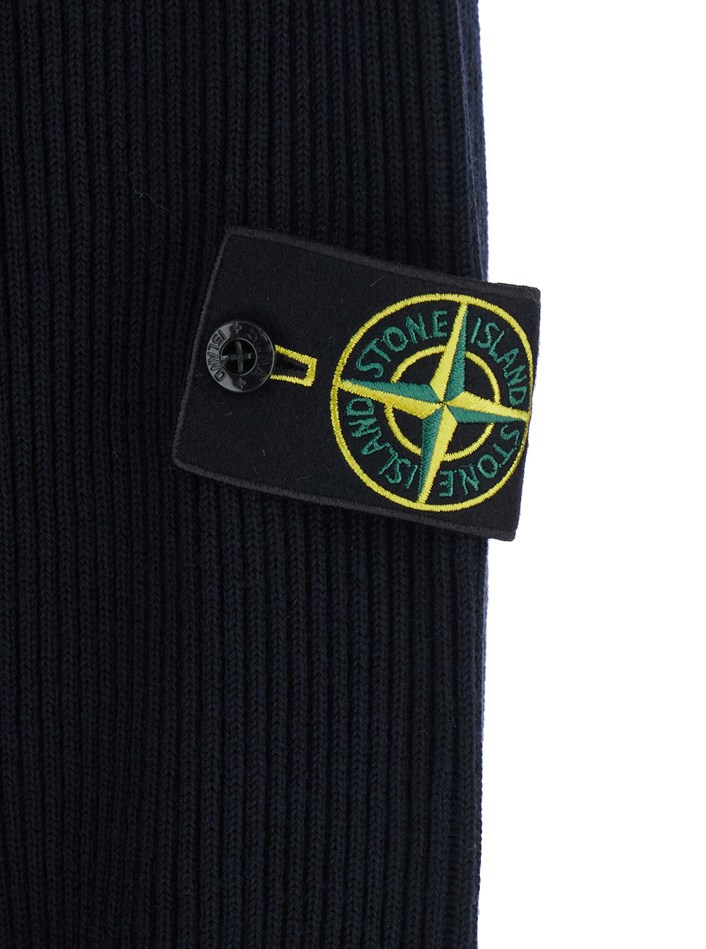Stone Island Men Blue Sweater With High Collar And Logo Patch On The Sleeve In Men STONE ISLAND