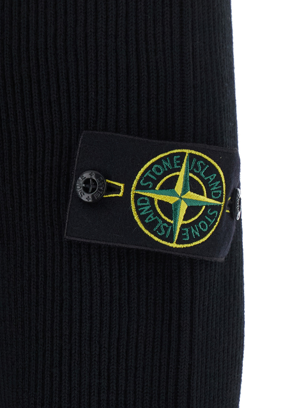Stone Island Men Black Sweater With High Collar And Logo Patch On The Sleeve In Men STONE ISLAND