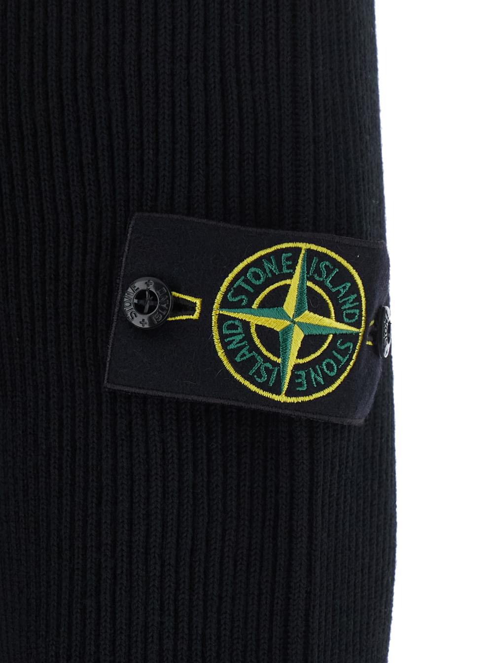 Stone Island Men Black Sweater With High Collar And Logo Patch On The Sleeve In Men STONE ISLAND