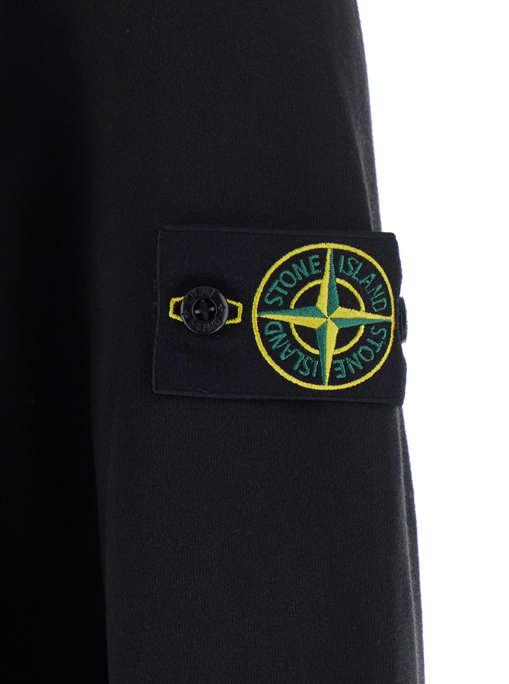 Stone Island Men Black Crewneck Sweatshirt With Logo Patch On The Sleeve In Cotton For Men STONE ISLAND