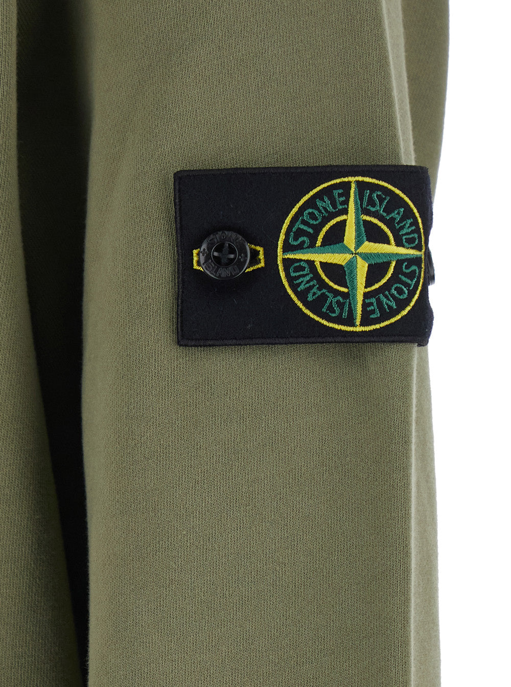 Stone Island Men Green Crewneck Sweatshirt With Logo Patch On The Sleeve In Cotton For Men STONE ISLAND
