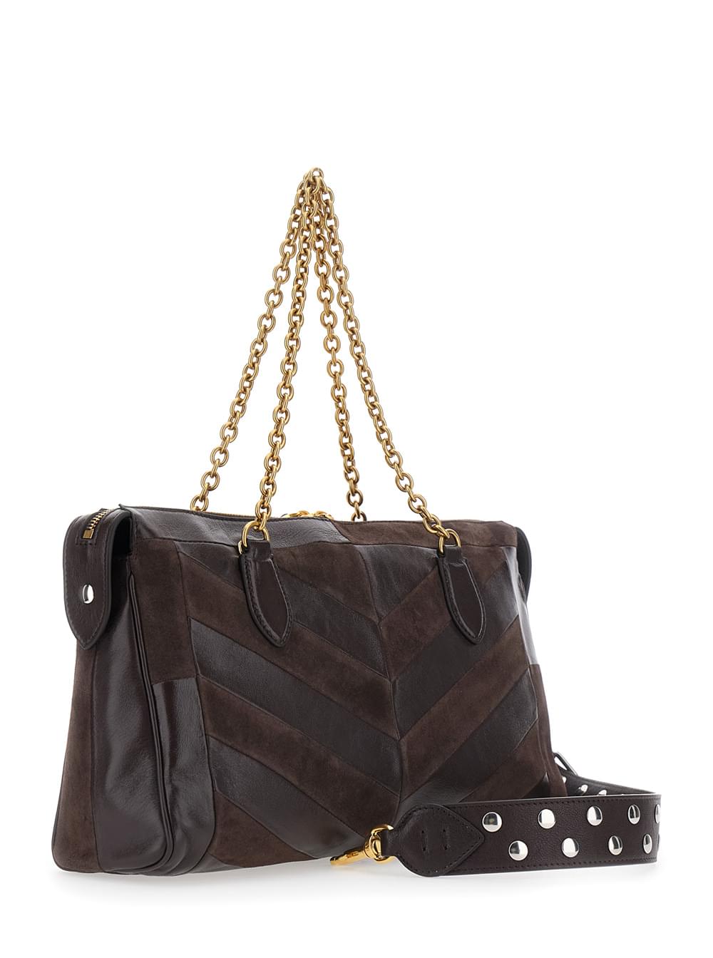 Valentino Garavani Women Medium Shoulder Bag | Panthea | Patchwork Suede A.-Nap.Waxy/Fel.Head-A.G VALENTINO GARAVANI