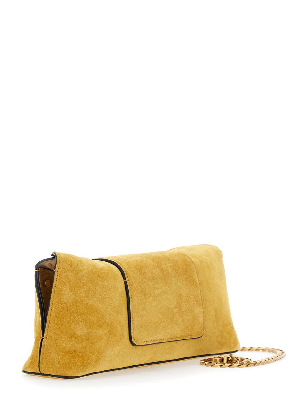 Versace Women Versace Women Yellow Shoulder Bag With Medusa Head On The Front In Suede For Women VERSACE