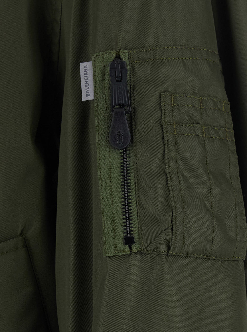 Balenciaga Men Green Bomber With Embossed Logo On The Sleeve In Tech Fabric Men BALENCIAGA