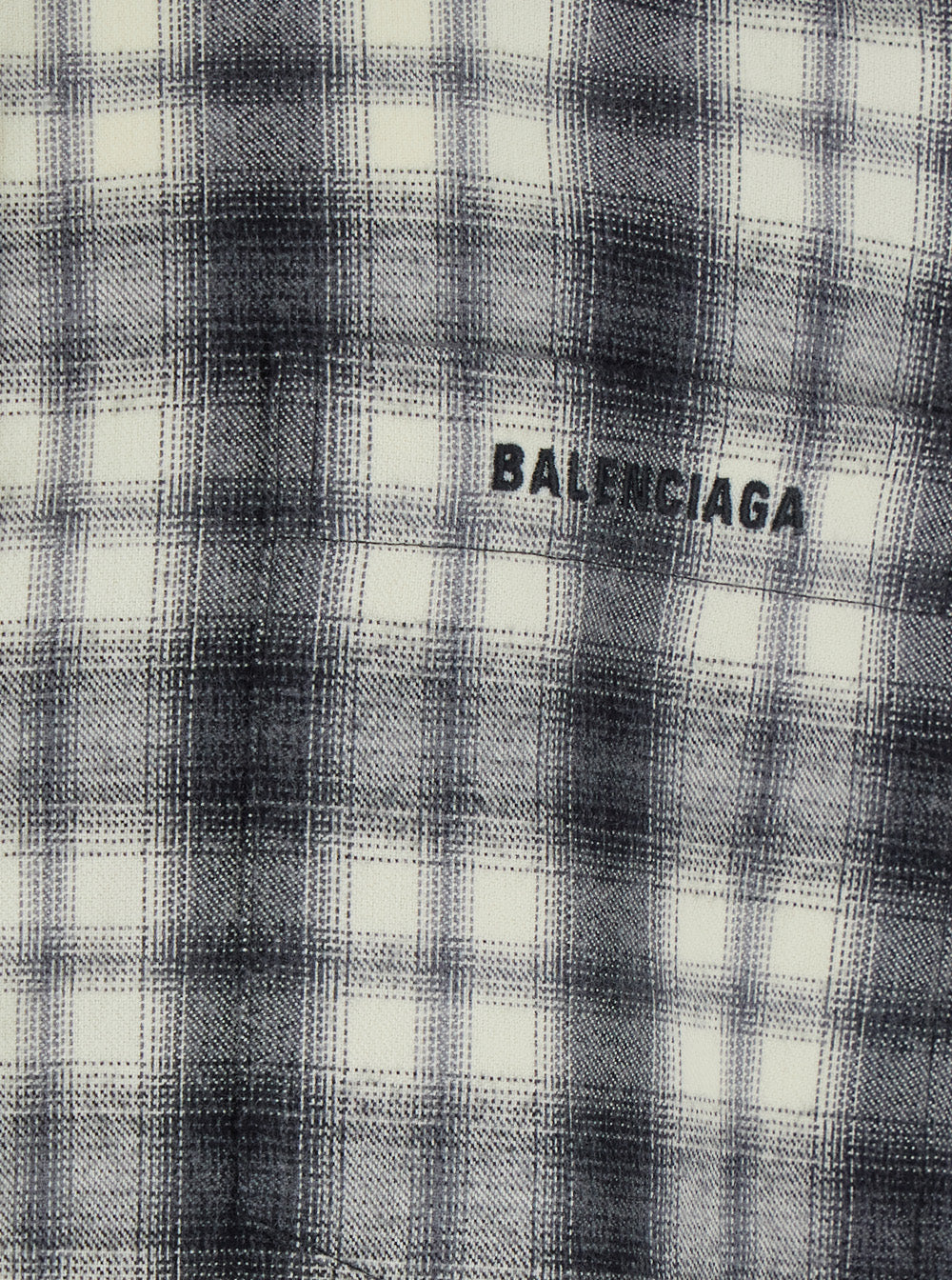 Balenciaga Men Black And White Shirt With All-Over Stripe Motif In Cotton Flannel For Men BALENCIAGA