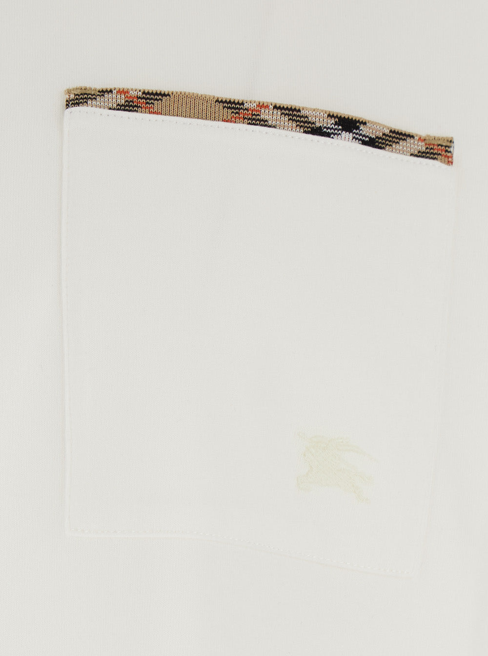 Burberry Men 'Ryan' White T-Shirt With Check Motif Details In Cotton For Men BURBERRY