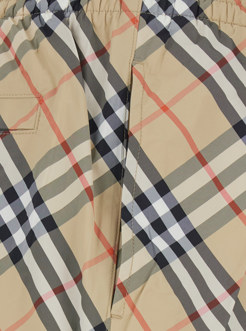 Burberry Men Beige Swim Shorts With Check Motif In Tech Fabric Men BURBERRY
