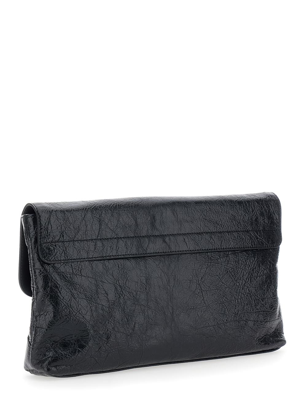 Balenciaga Women 'Le City' Black Small Clutch With Zip Pocket On The Front In Leather For Women BALENCIAGA
