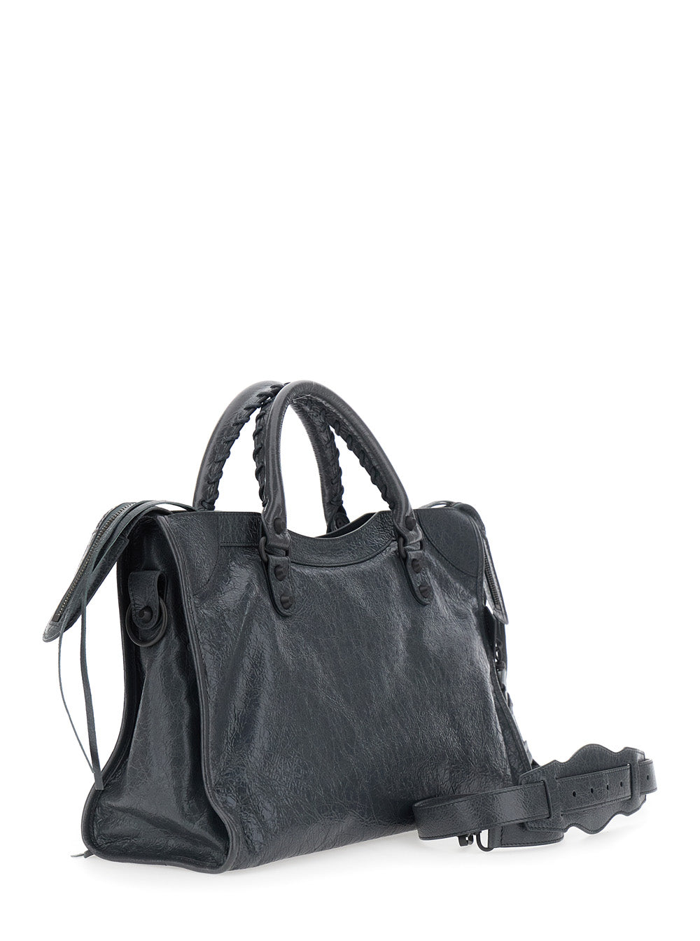 Balenciaga Women 'Le City Bag' Gray Medium Handbag With Adjustable And Removable Shoulder Strap In Leather For Women BALENCIAGA