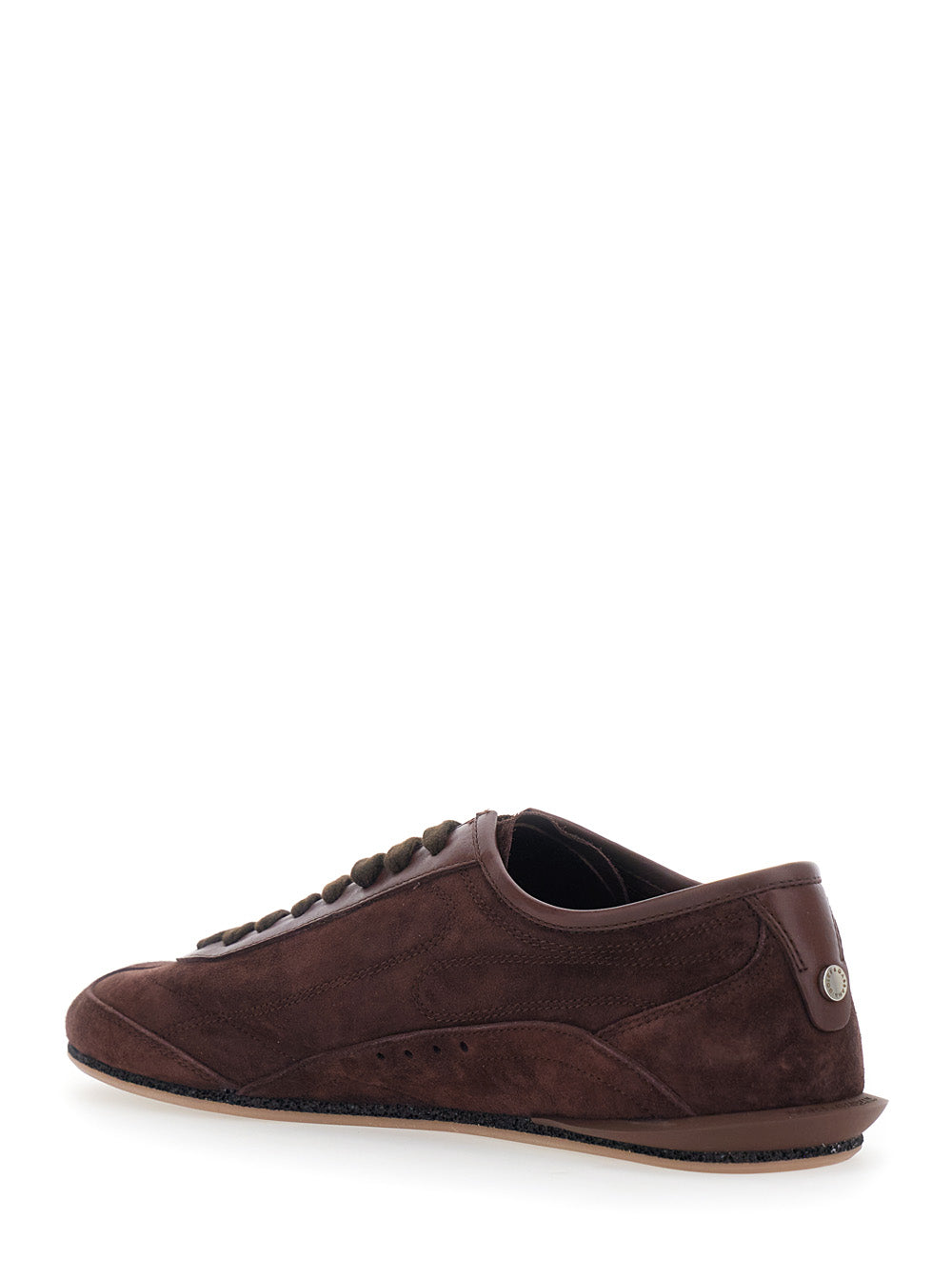 Dolce & Gabbana Men 'Gimondi Plus' Brown Low Top Sneakers With Logo Lettering On The Side In Suede For Men DOLCE & GABBANA