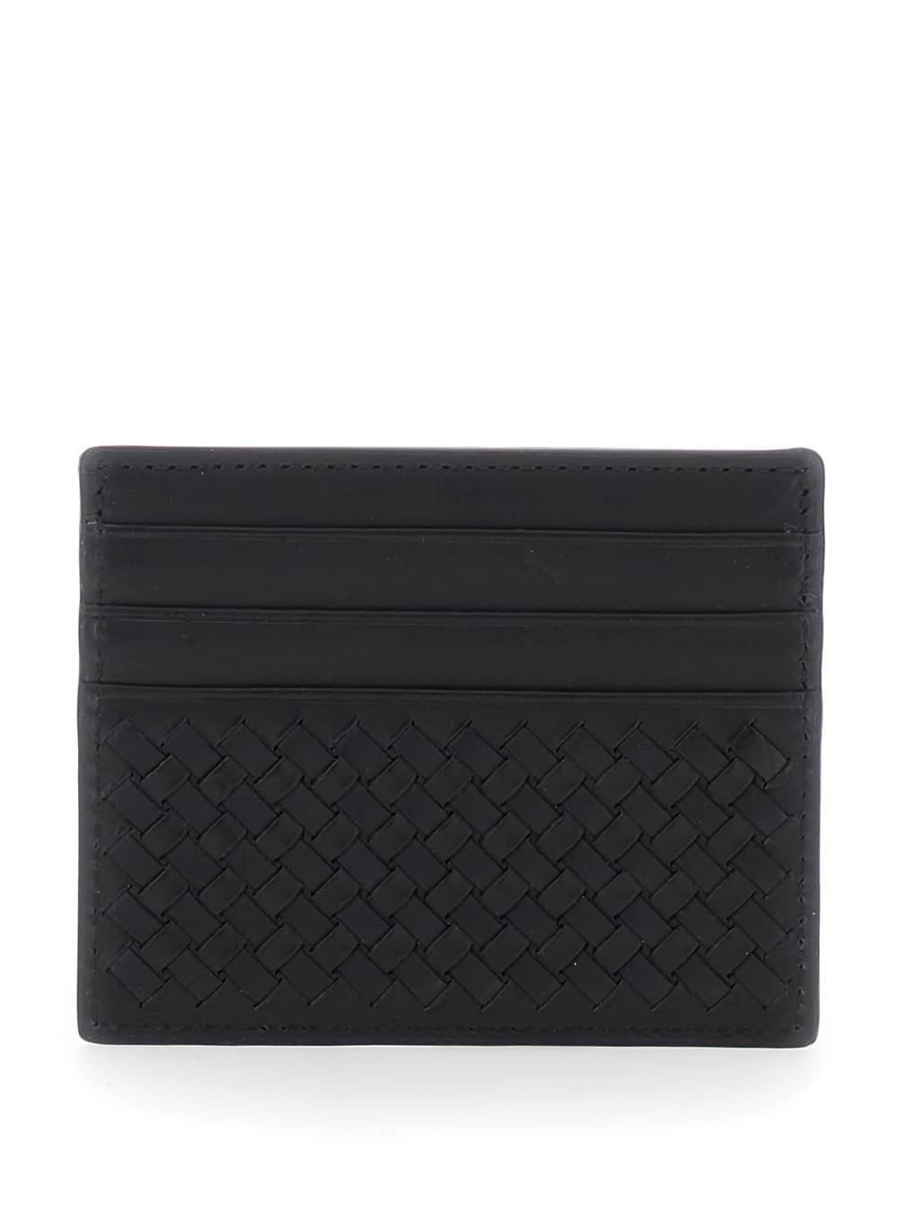 Dragon Diffusion Women Black Card Holder With Woven Design In Leather For Women DRAGON DIFFUSION