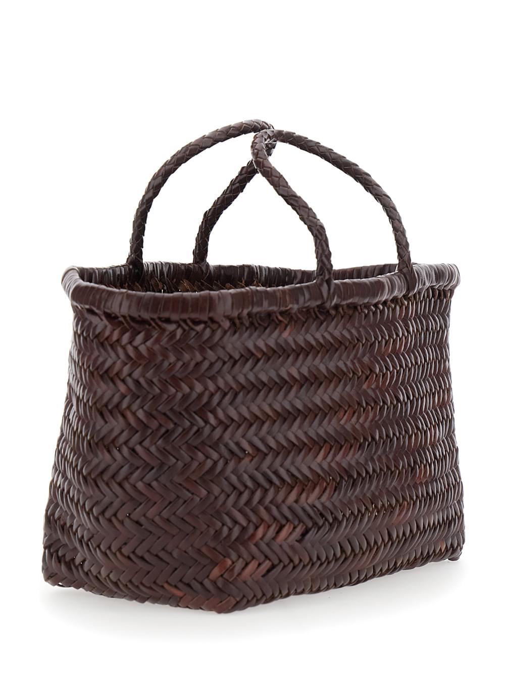 Dragon Diffusion Women 'Triple Jump' Brown Small Handbag With Woven Motif In Leather For Women DRAGON DIFFUSION