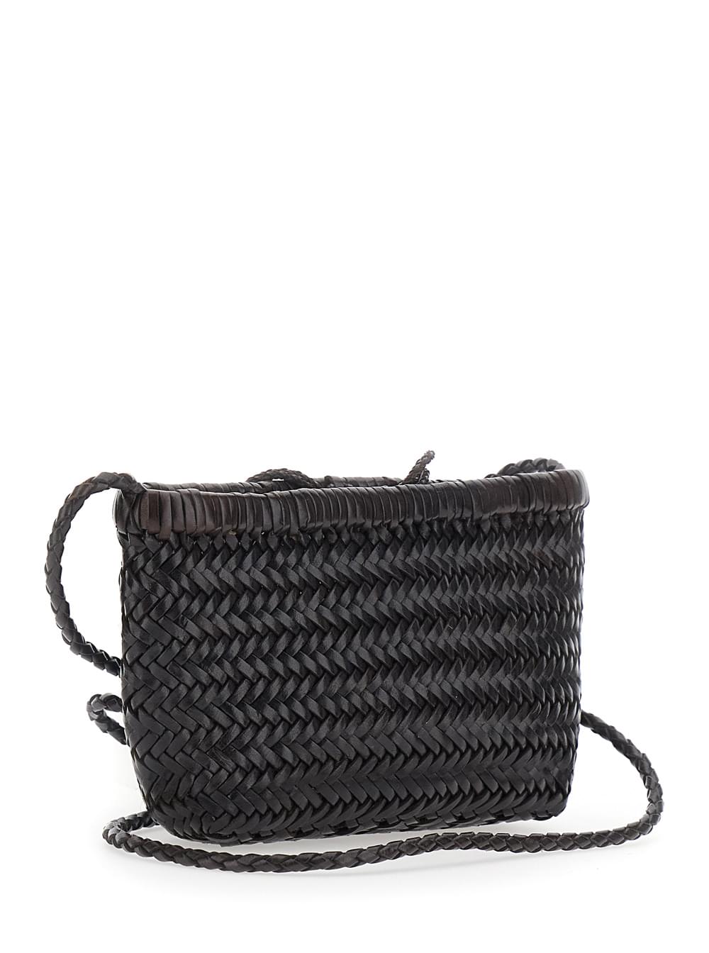 Dragon Diffusion Women 'Minsu' Brown Crossbody Bag With Strap And Woven Motif In Leather For Women DRAGON DIFFUSION