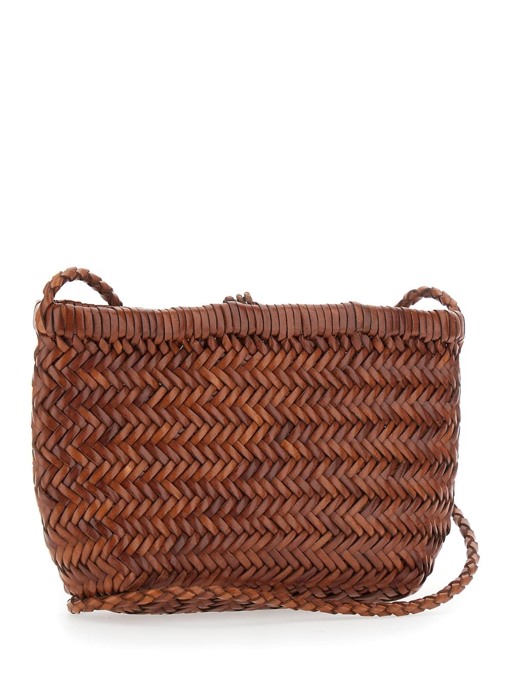 Dragon Diffusion Women 'Minsu' Black Crossbody Bag With Strap And Woven Motif In Leather For Women DRAGON DIFFUSION