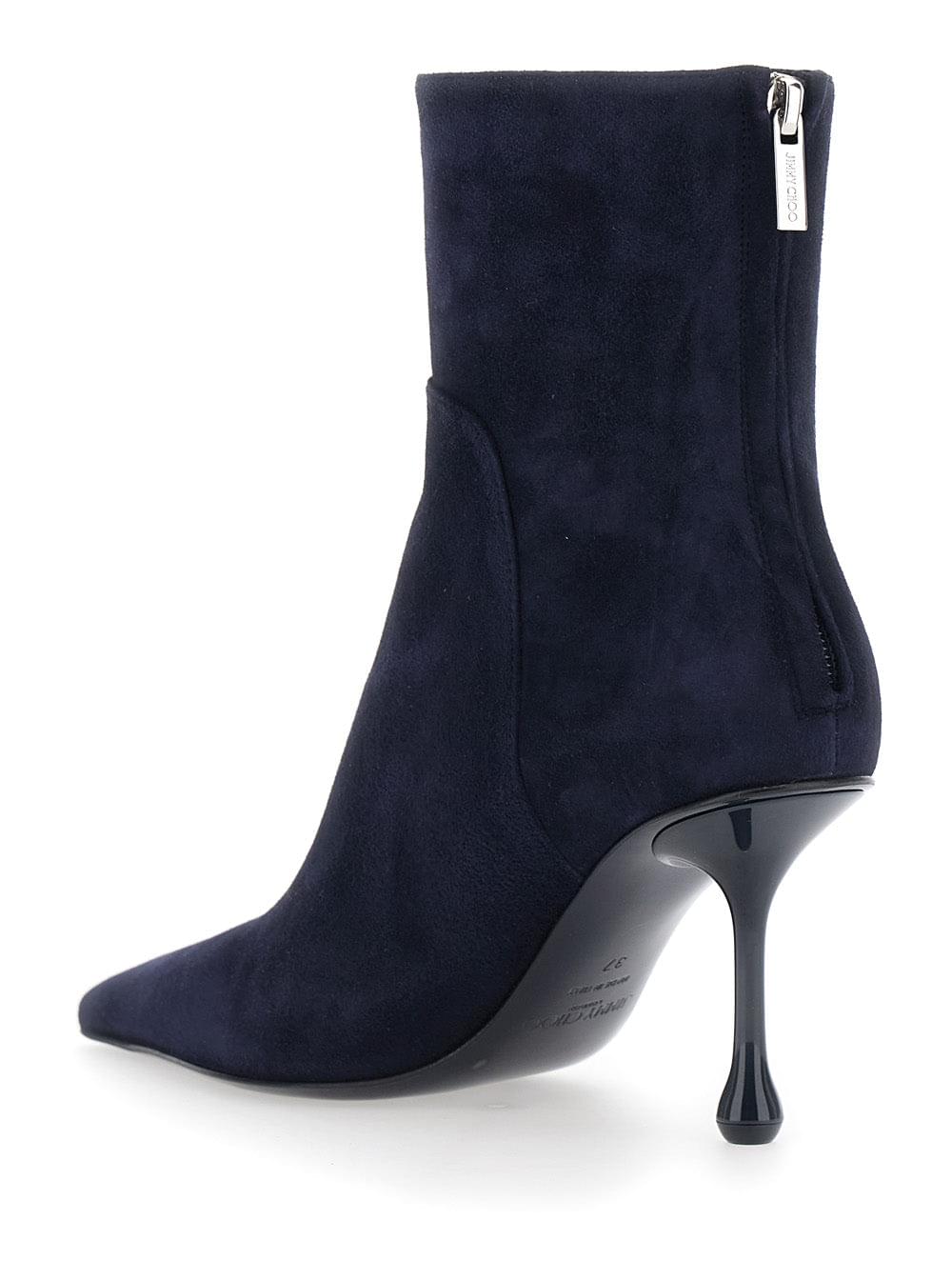Jimmy Choo Women 'Cycas' Blue Ankle Boots With Stiletto Heel And Side Zip Closure In Suede For Women JIMMY CHOO