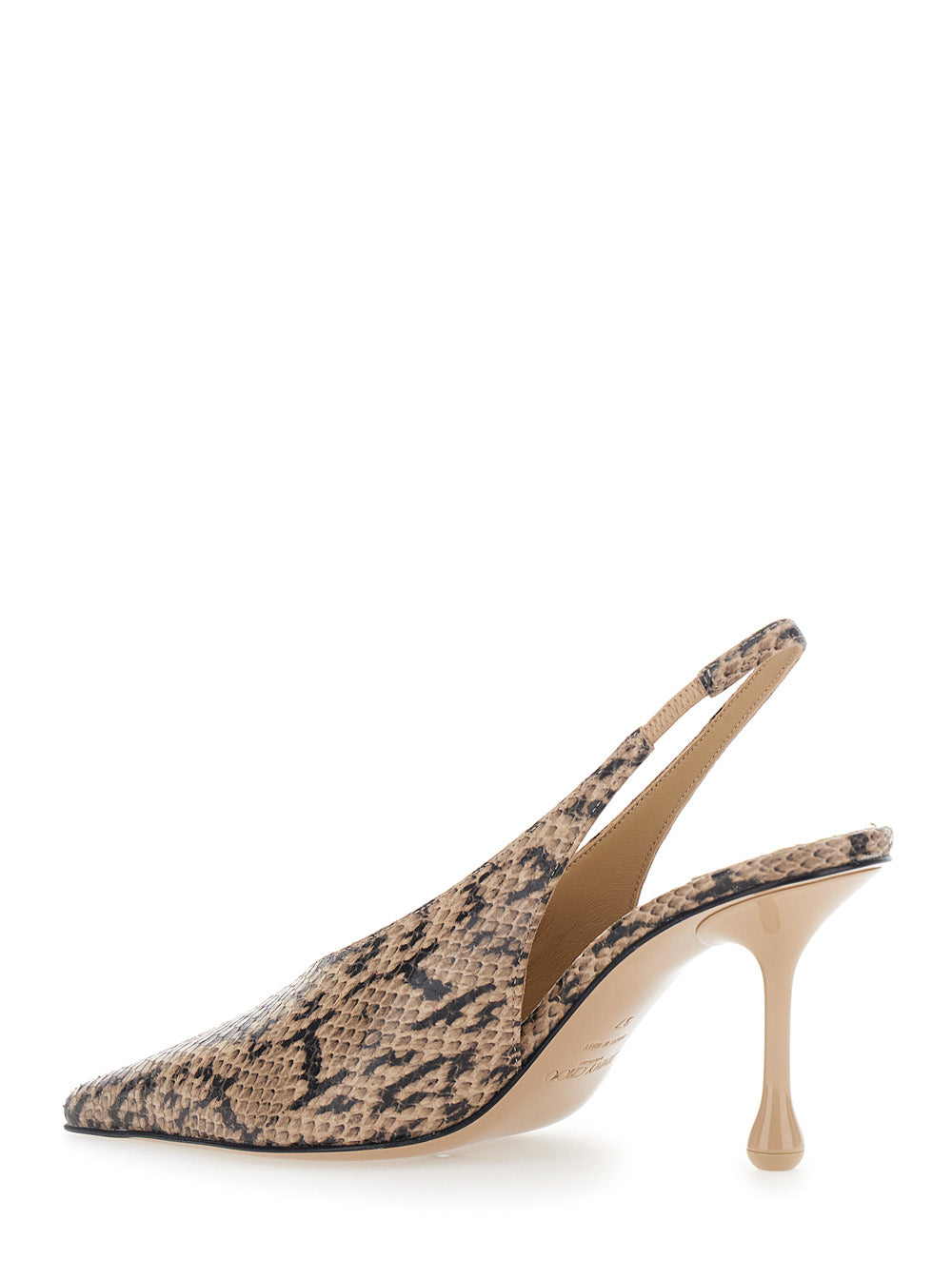 Jimmy Choo Women 'Isa' Beige Beige Slingback Pumps With Snakeskin Print Effect In Leather For Women JIMMY CHOO