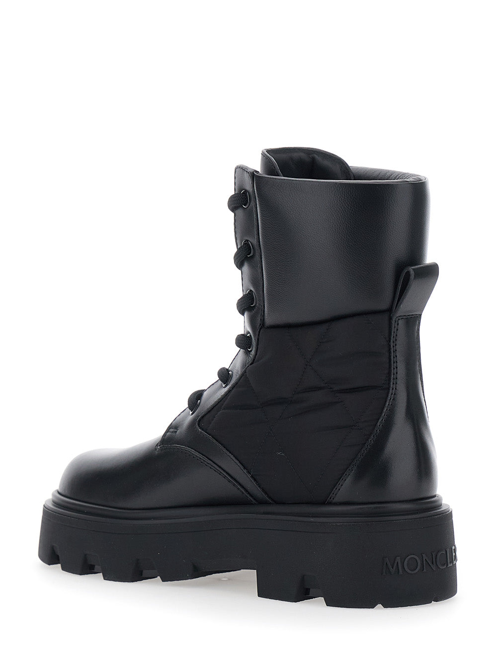 Moncler Women 'Aurea' Black Ankle Boots With Slip-On Design And Logo Lettering On The Side In Leather For Women MONCLER