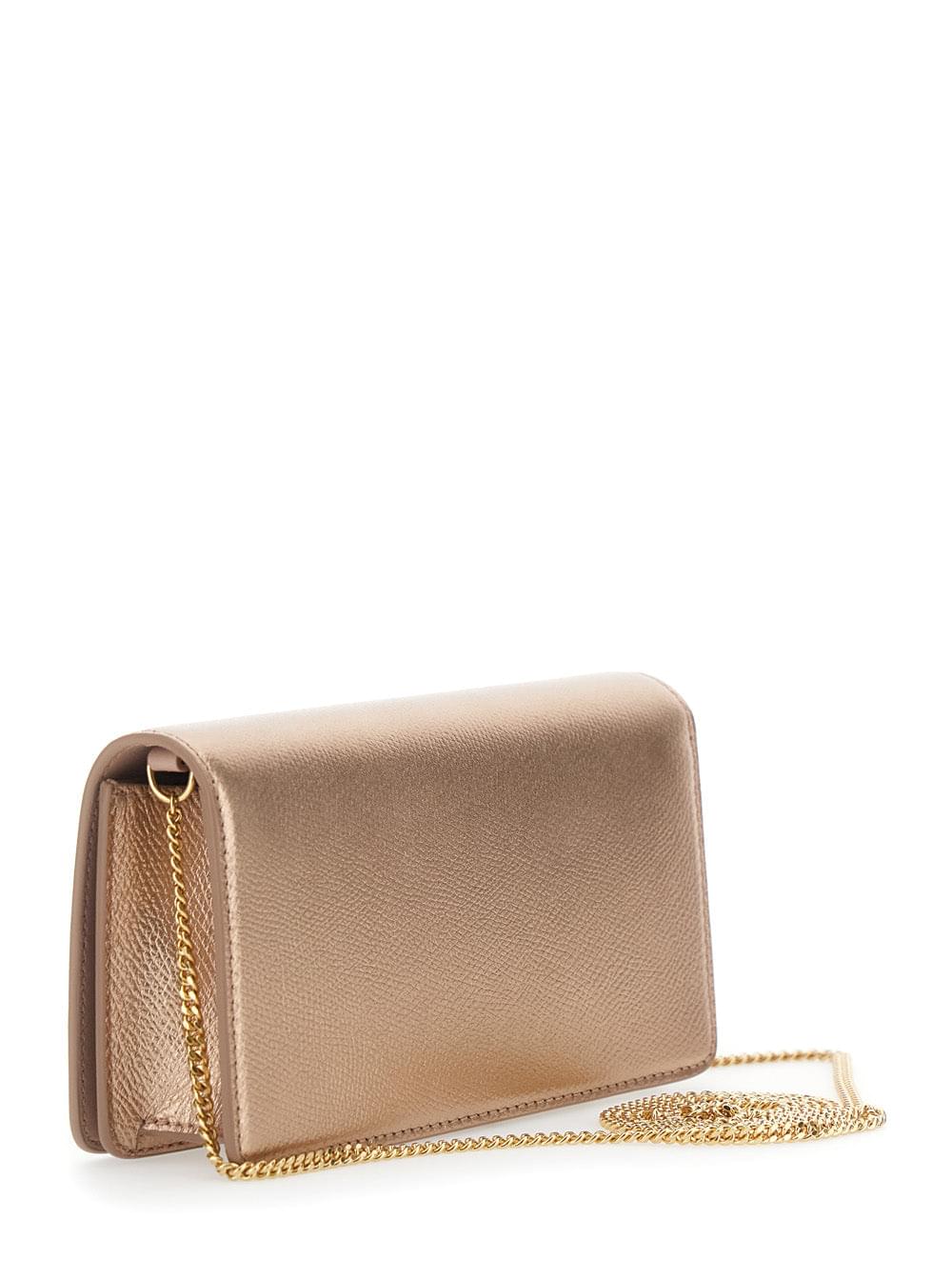 Valentino Garavani Women Metallic Mini Bag With Vlogo Plaque On The Front And All-Over Rhinestones In Leather For Women VALENTINO GARAVANI