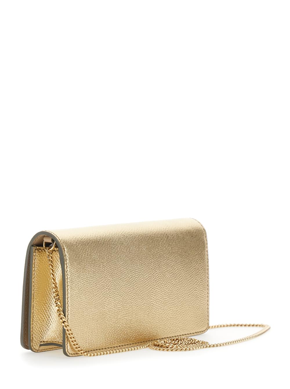 Valentino Garavani Women Metallic Mini Bag With Vlogo Plaque On The Front And All-Over Rhinestones In Leather For Women VALENTINO GARAVANI