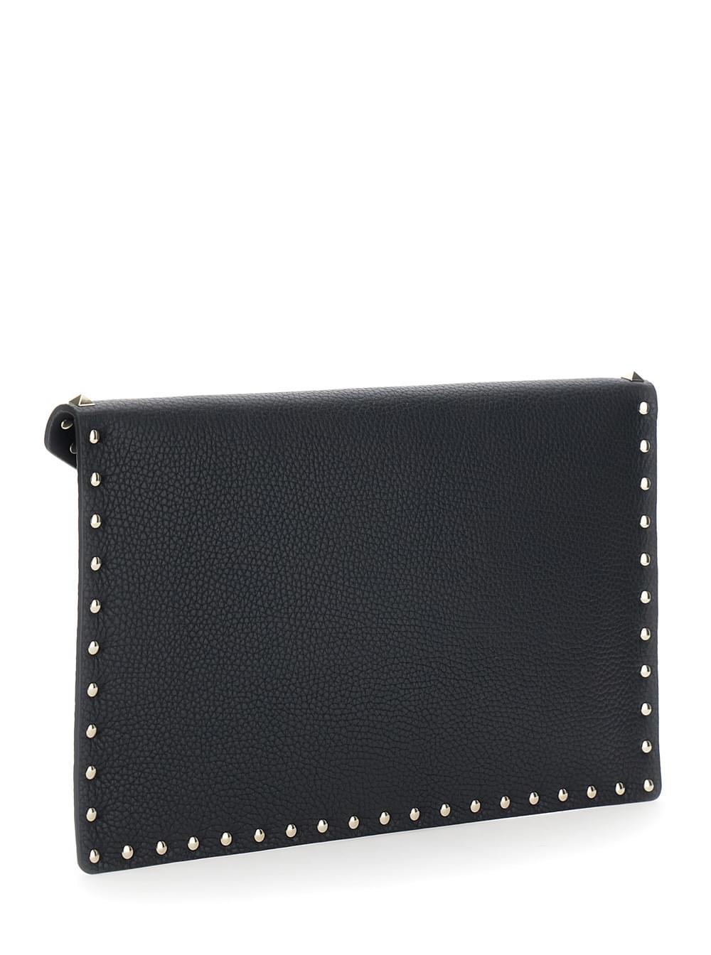 Valentino Garavani Women Black Clutch With Envelope Design And Rockstud Decoration In Leather For Women VALENTINO GARAVANI