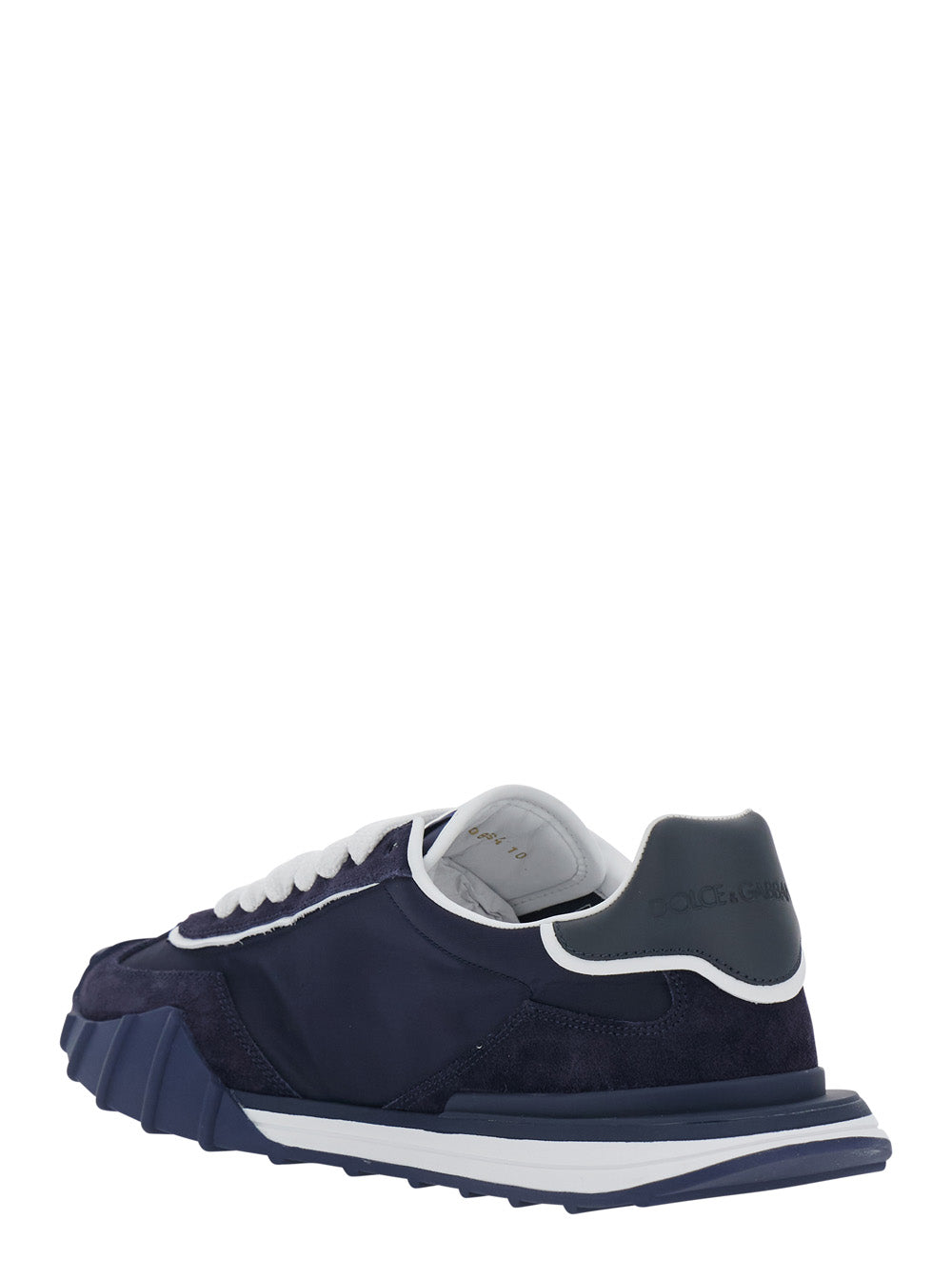 Dolce & Gabbana Men 'Atletic' Blue Sneakers With Logo Lettering On The Back And Logo Patch On The Side In Suede And Tech Fabric For Men DOLCE & GABBANA