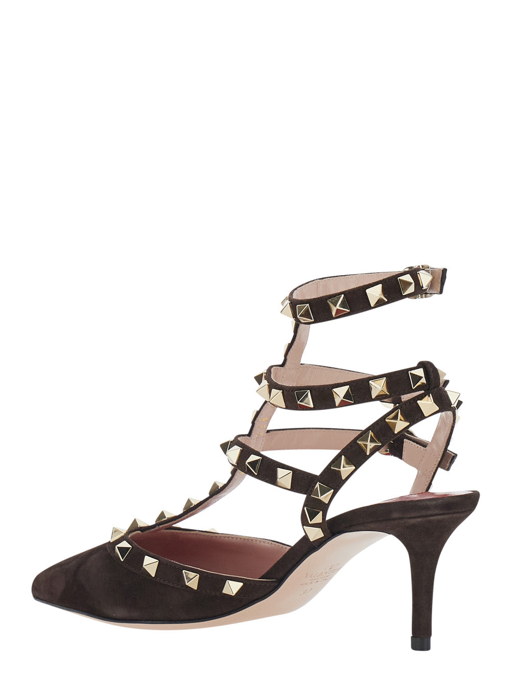 Valentino Garavani Women Brown Pumps All-Over Rockstud In Suede For Women VALENTINO GARAVANI