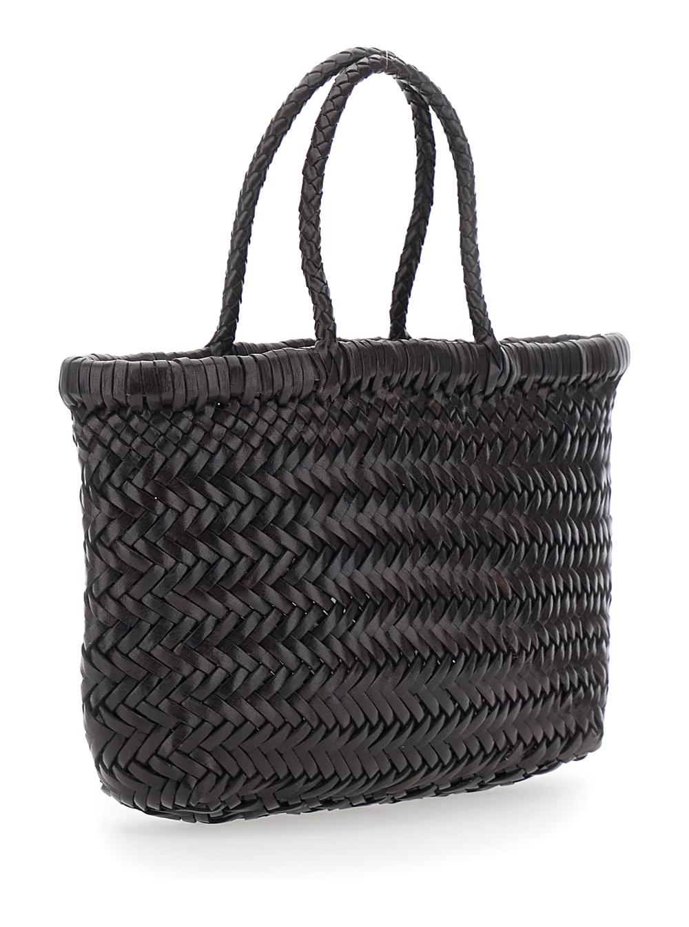 Dragon Diffusion Women Handbag 'Flat Gora' Mini With Two Top Handles And Ecoleather Intreccio Design DRAGON DIFFUSION