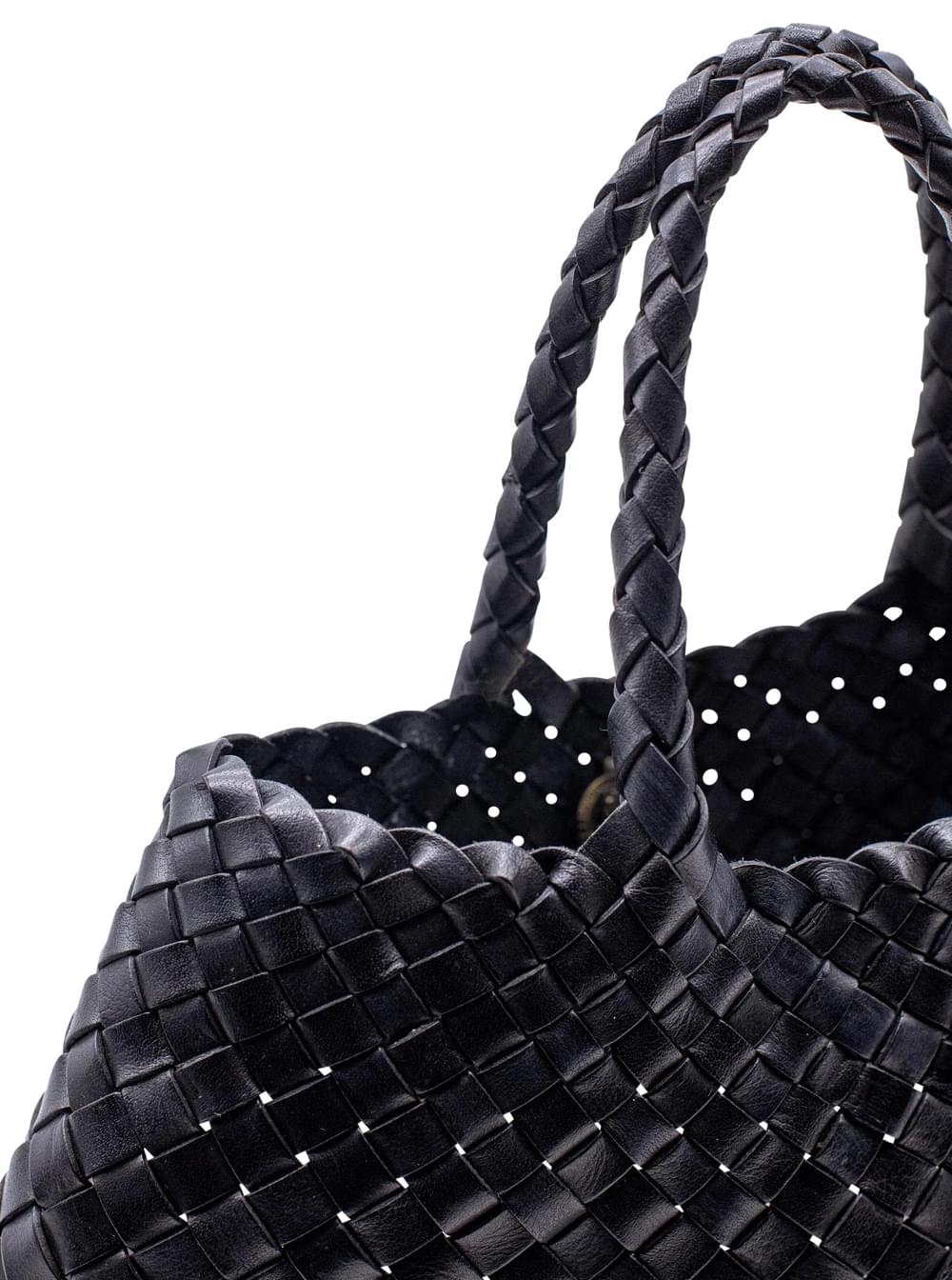 Dragon Diffusion Women Handbag 'Santa Croce' With Two Top Handles And Woven Design In Black Leather For Women DRAGON DIFFUSION