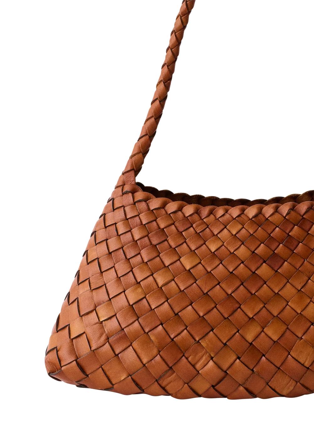 Dragon Diffusion Women Shoulder Bag 'Rosanna' Mini With Top Handle And Leather Weave Design In Brown For Women DRAGON DIFFUSION