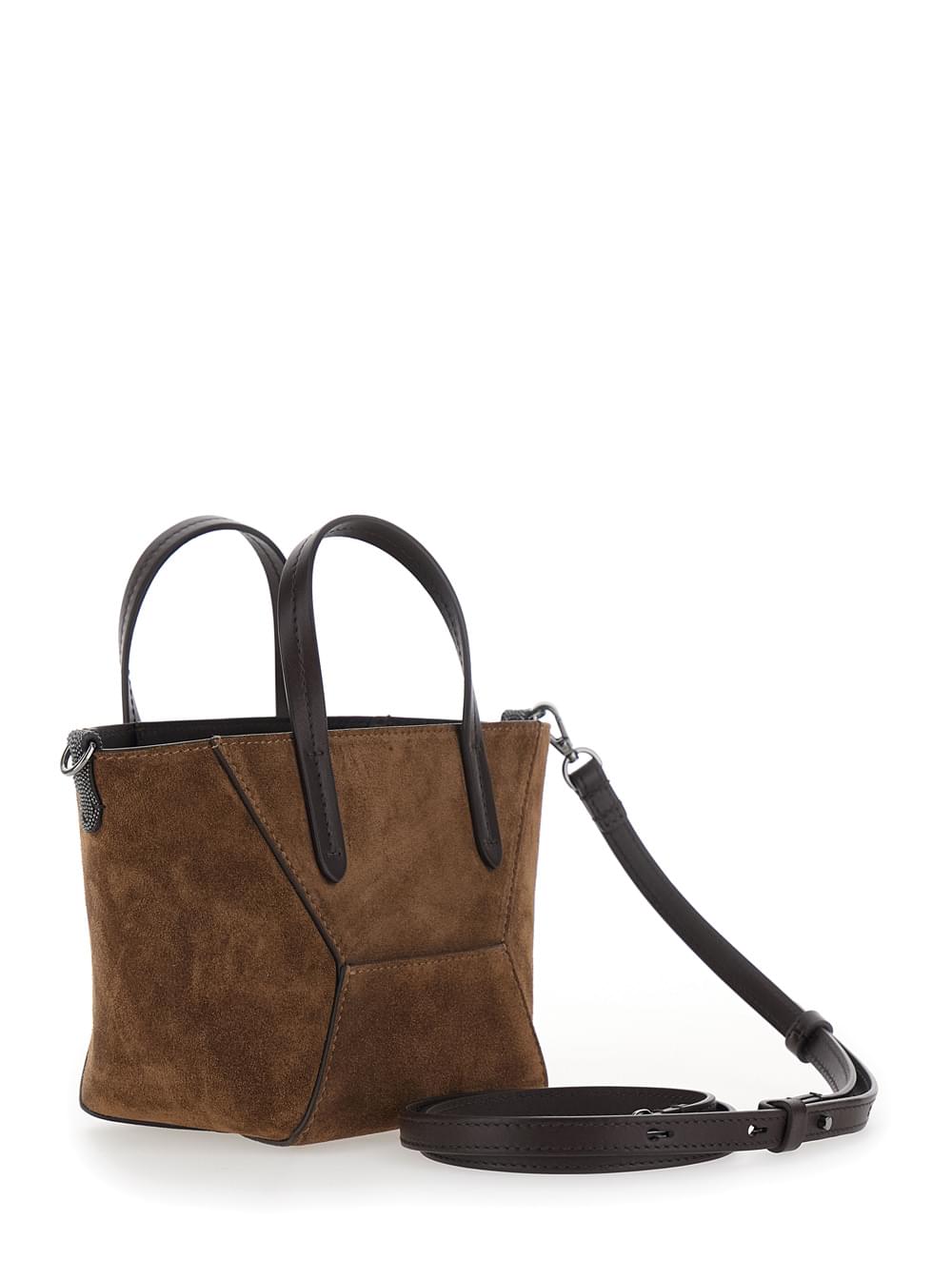 Brunello Cucinelli Women Mini Bag 'Mini Duo Bag' With Brown Leather Handle For Women BRUNELLO CUCINELLI