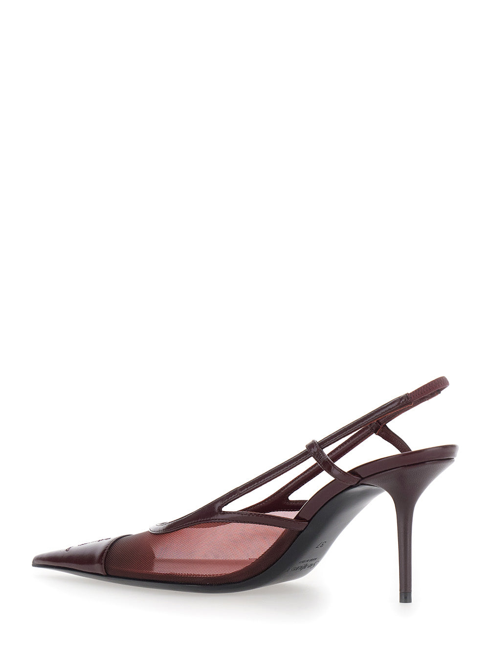 Saint Laurent Women 'Renee' Bordeaux Pointed Pumps With Elastic Strap In Leather For Women SAINT LAURENT