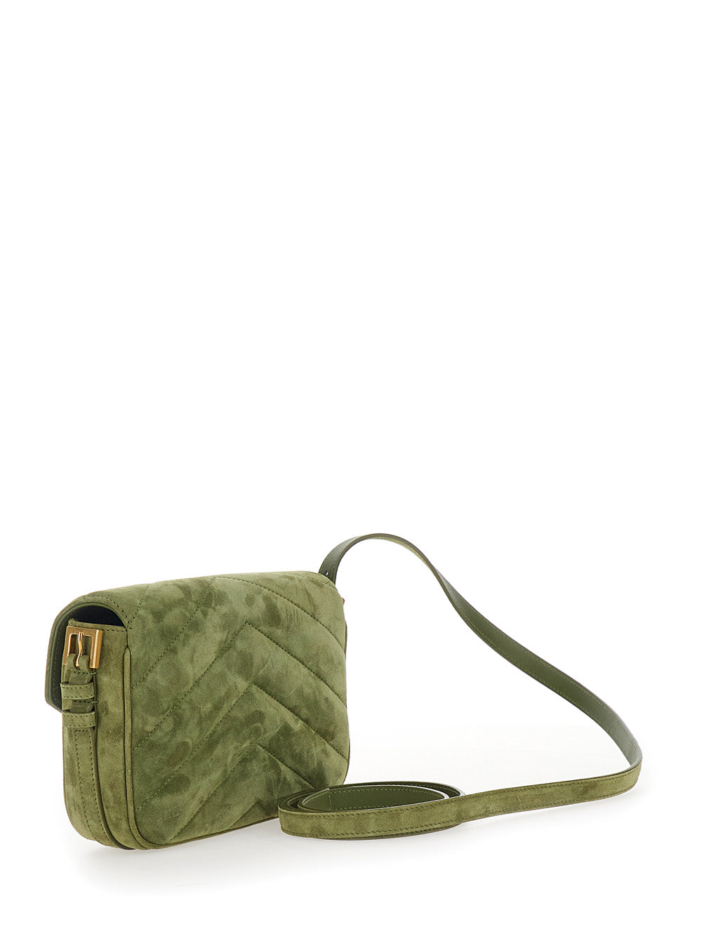 Saint Laurent Women 'Loulou Toy' Green Crossbody Bag With Shoulder Strap And Cassandra Plaque On The Front In Suede For Women SAINT LAURENT