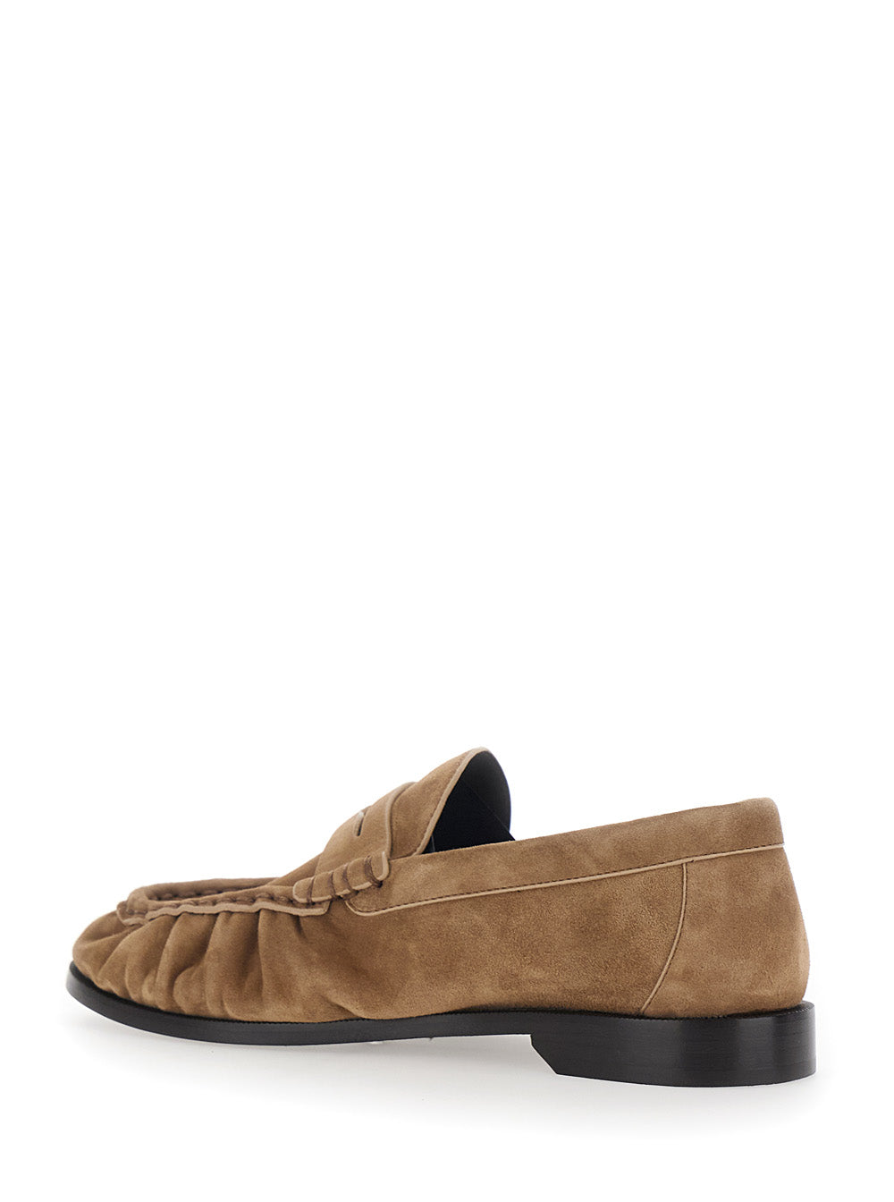 Saint Laurent Women 'Le Loafer' Beige Loafers With Hand-Stitched Moc Toe And Cassandre Plaque In Suede For Women SAINT LAURENT
